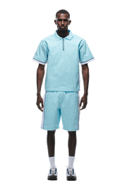 WARM UP NYLON HALF ZIP LIGHT BLUE