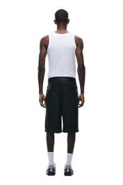 COATED DENIM SHORTS BLACK