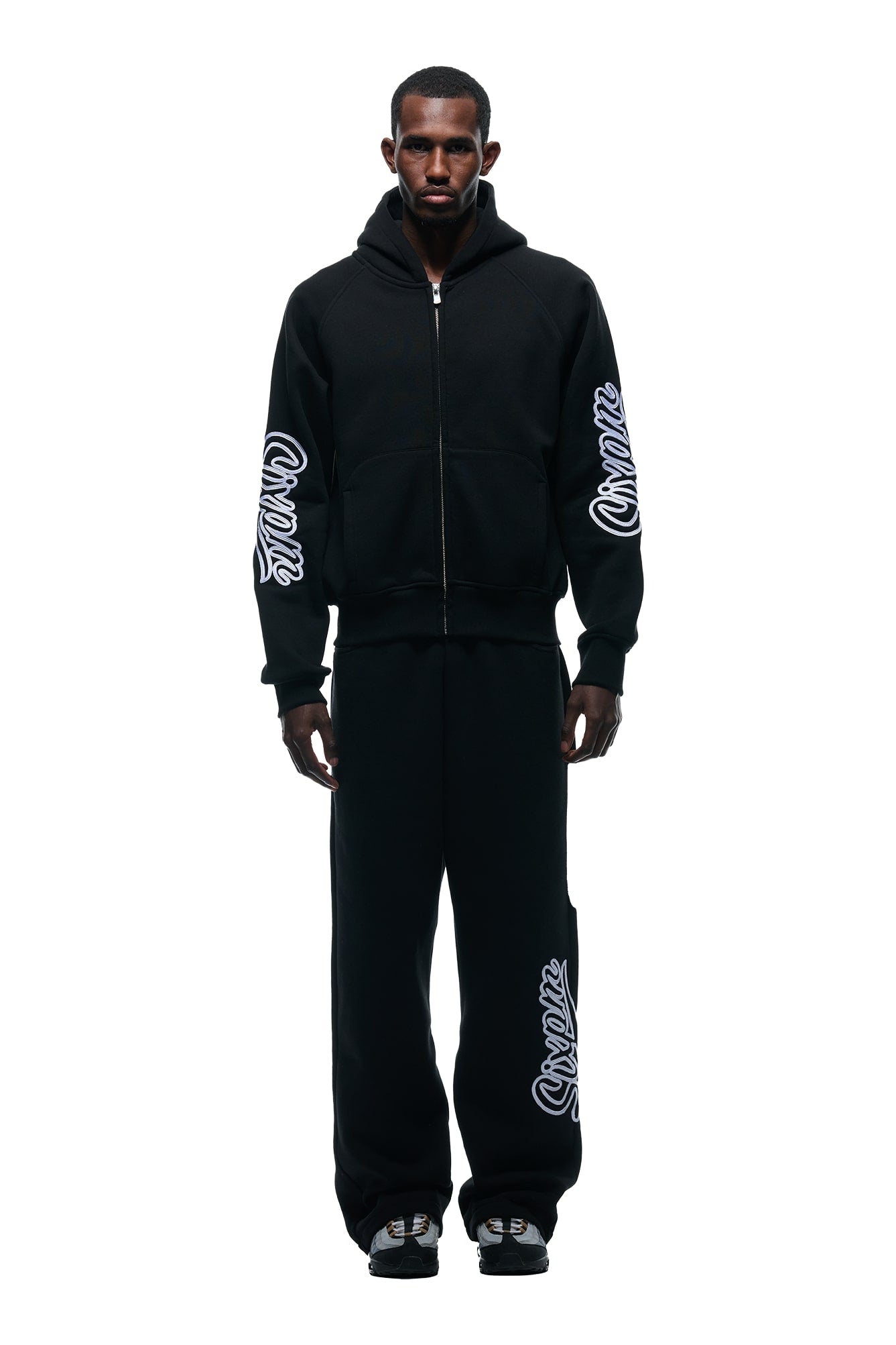 WAVE LOGO ZIP HOODIE BLACK