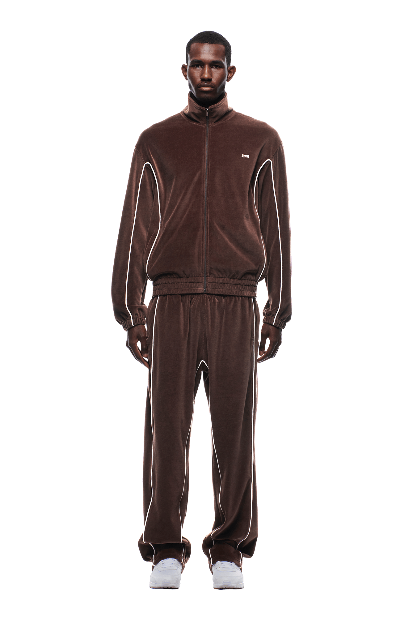 VELOURS TRACK JACKET CHOCOLATE BROWN