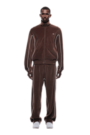 VELOURS TRACK JACKET CHOCOLATE BROWN