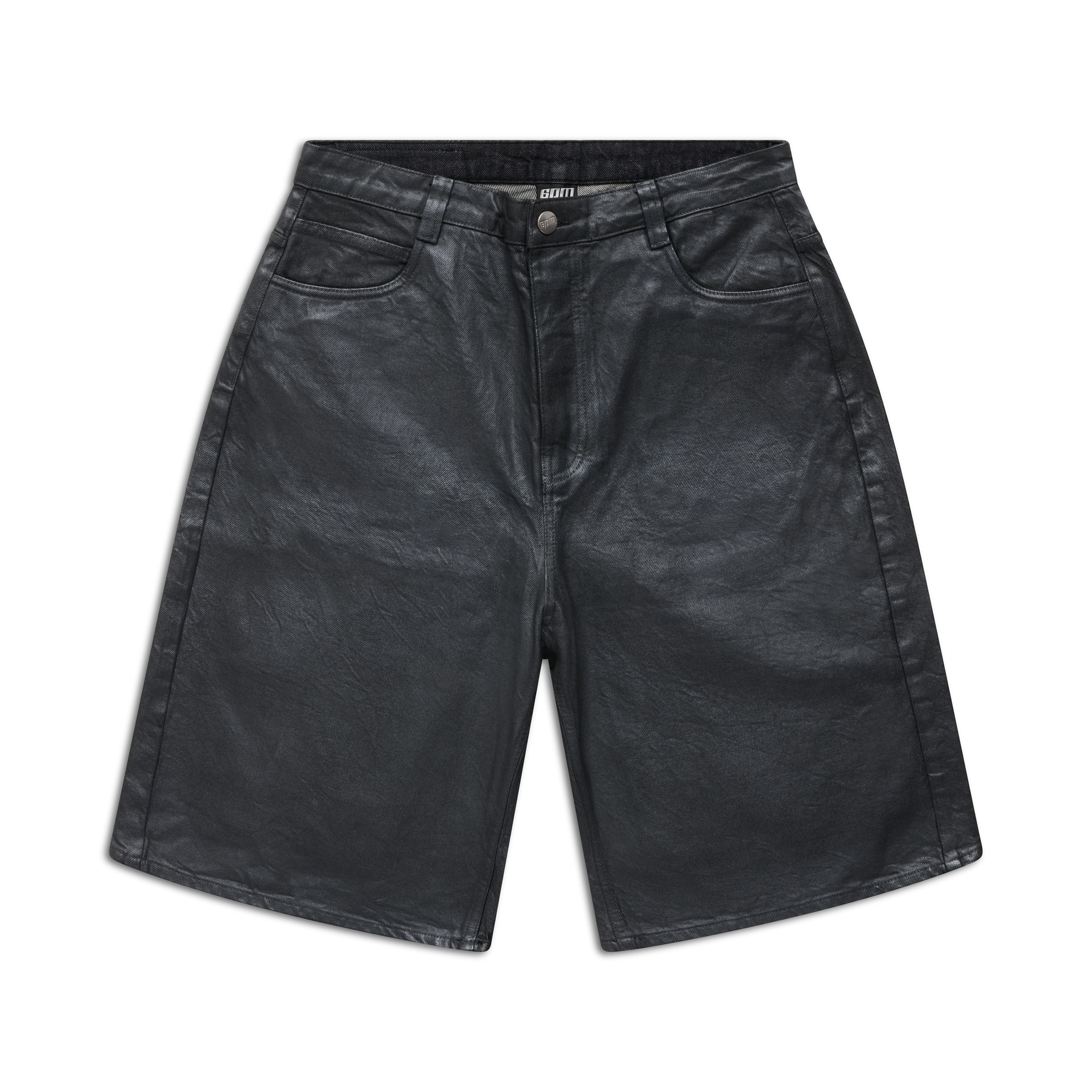 COATED DENIM SHORTS DARK CHROME