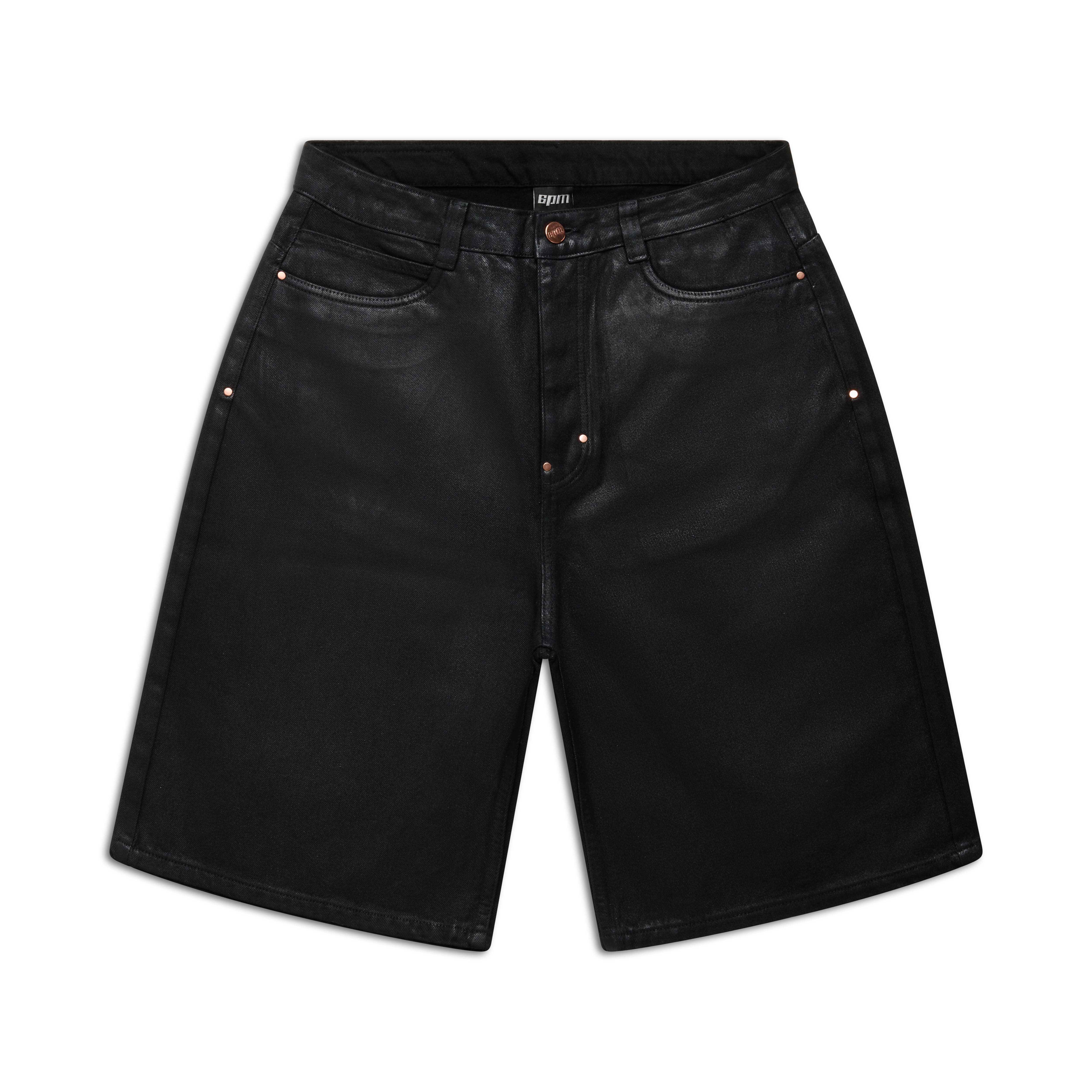 COATED DENIM SHORTS BLACK