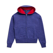 RHINESTONE LETTER ZIP HOODIE BLUE