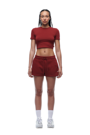 WMNS CROPPED T-SHIRT WINE RED