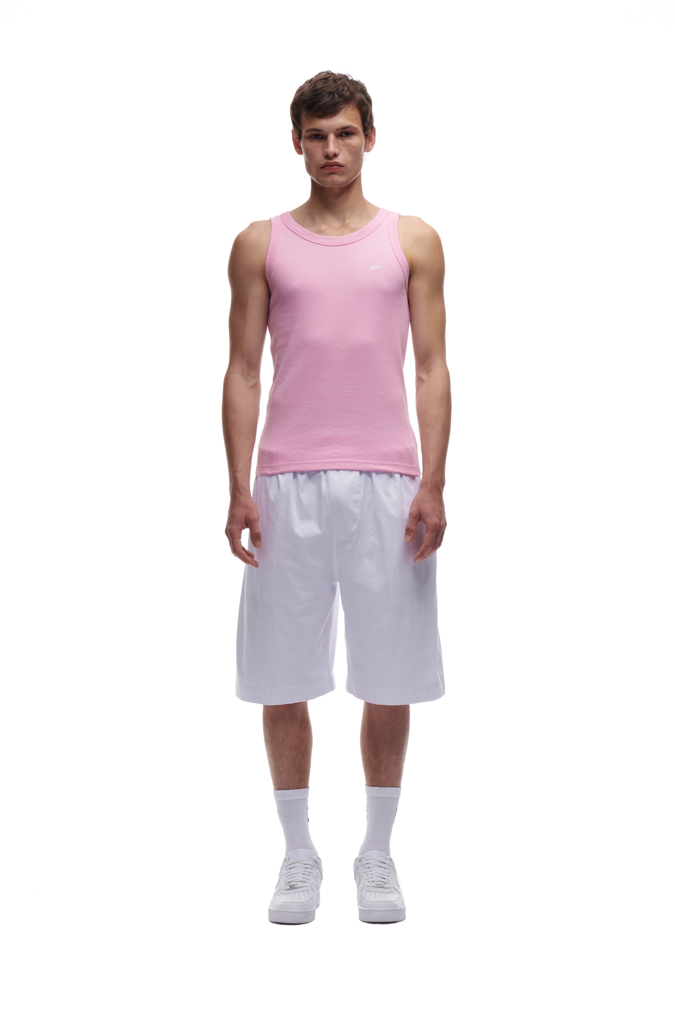 WAFFLE KNIT TANK TOP BABY PINK